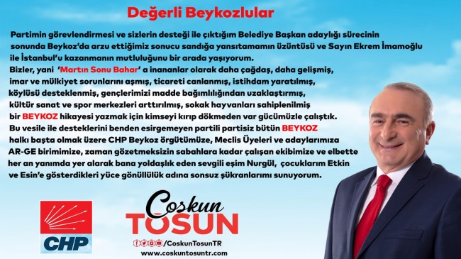 Coşkun Tosun seçim sonrası açıklama yaptı