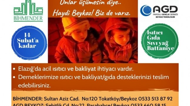 AGD Beykoz ve Bihmender Dernekleri Yardım Kampanyası Başlattı